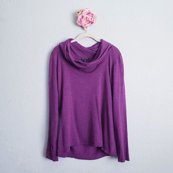 Eileen Fisher Purple Wool Knit Cowl Neck Long Sleeve Top - Picture 1 of 6